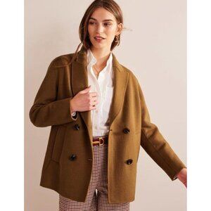 Boden Brown Pea Coat Wool Blend Double Breasted Lightweight Size US 8R